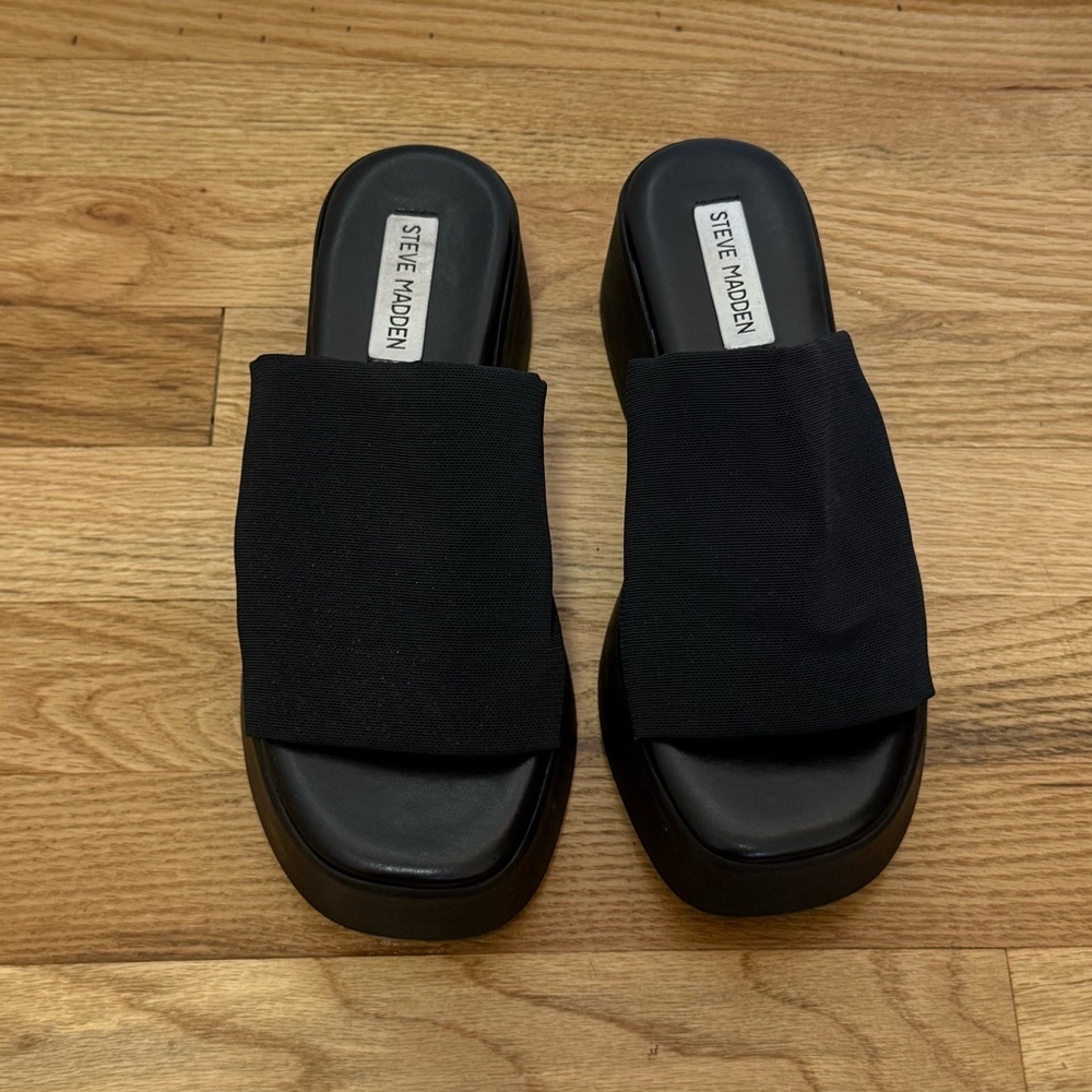 Steve Madden Black Slide Sandals
